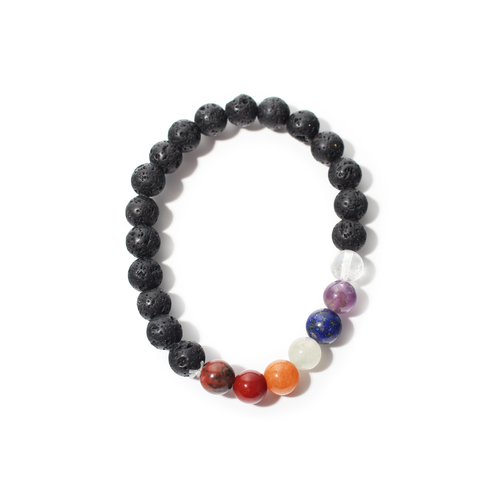 Black lava stone chakra bracelet for energy alignment and protection