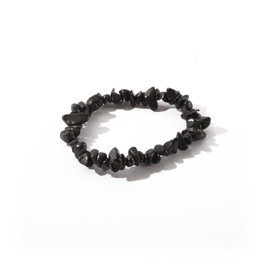 EMF-protective and purifying shungite chip bracelet in matte black