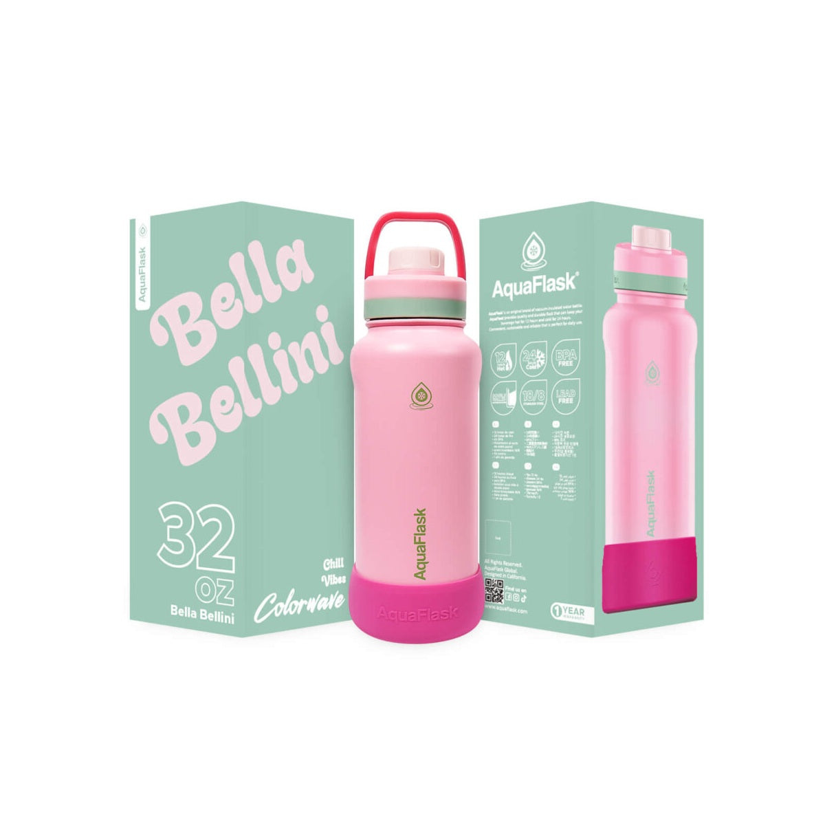pink AquaFlask Colorwave 32oz keeping drinks hot and cold with bold colour design