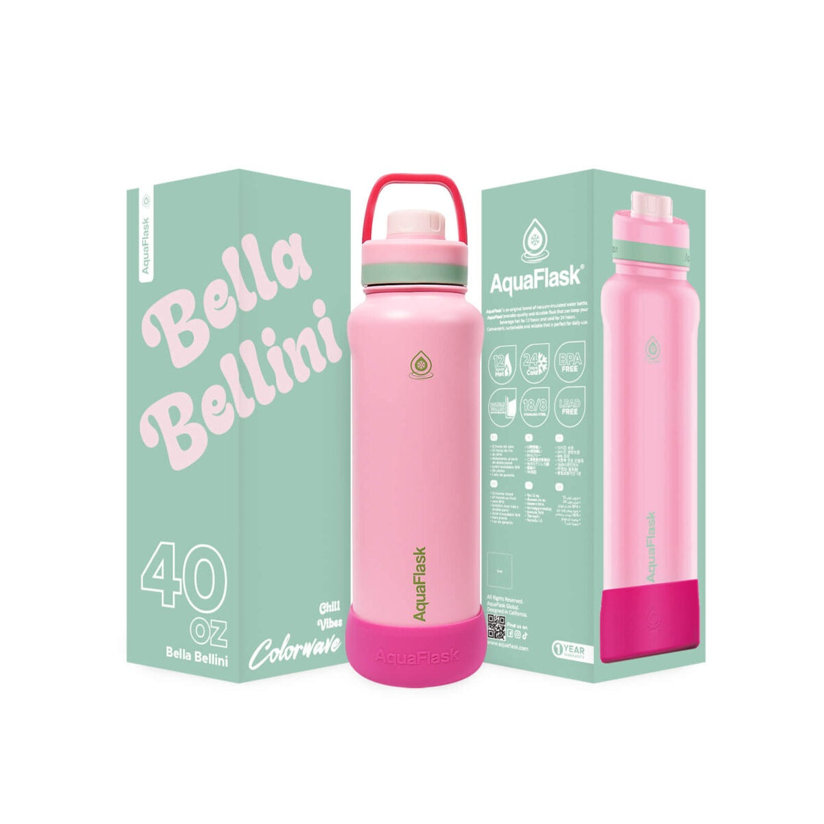pink Vacuum insulated AquaFlask Colorwave 40oz for hot coffee and cold drinks
