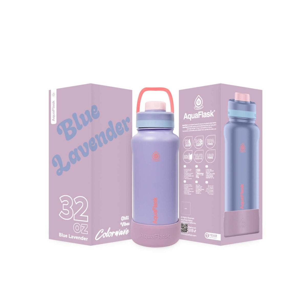 purple AquaFlask Colorwave 32oz leak-proof reusable bottle for eco-conscious hydration