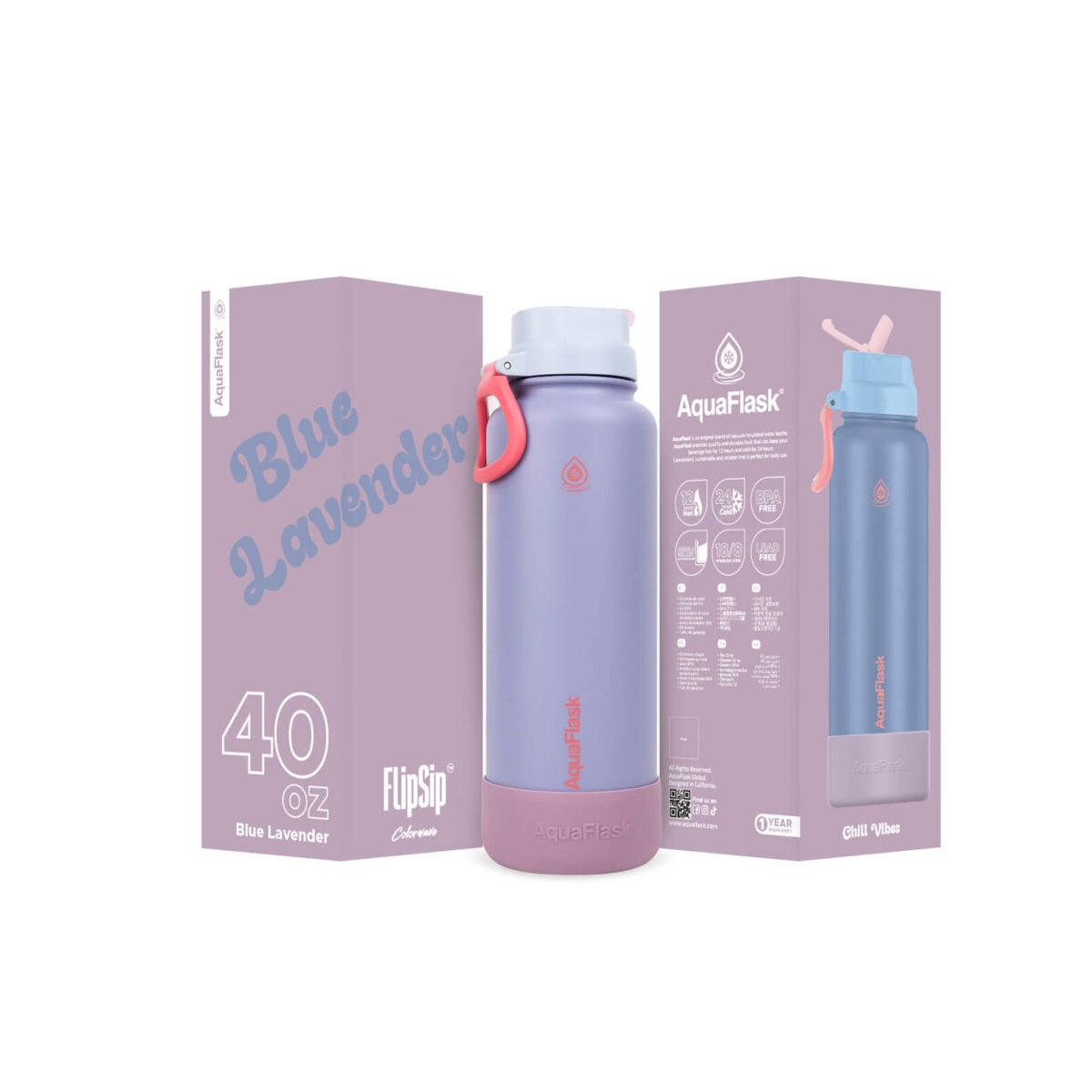 purple Bold and colourful AquaFlask Colorwave 40oz flip sip water bottle