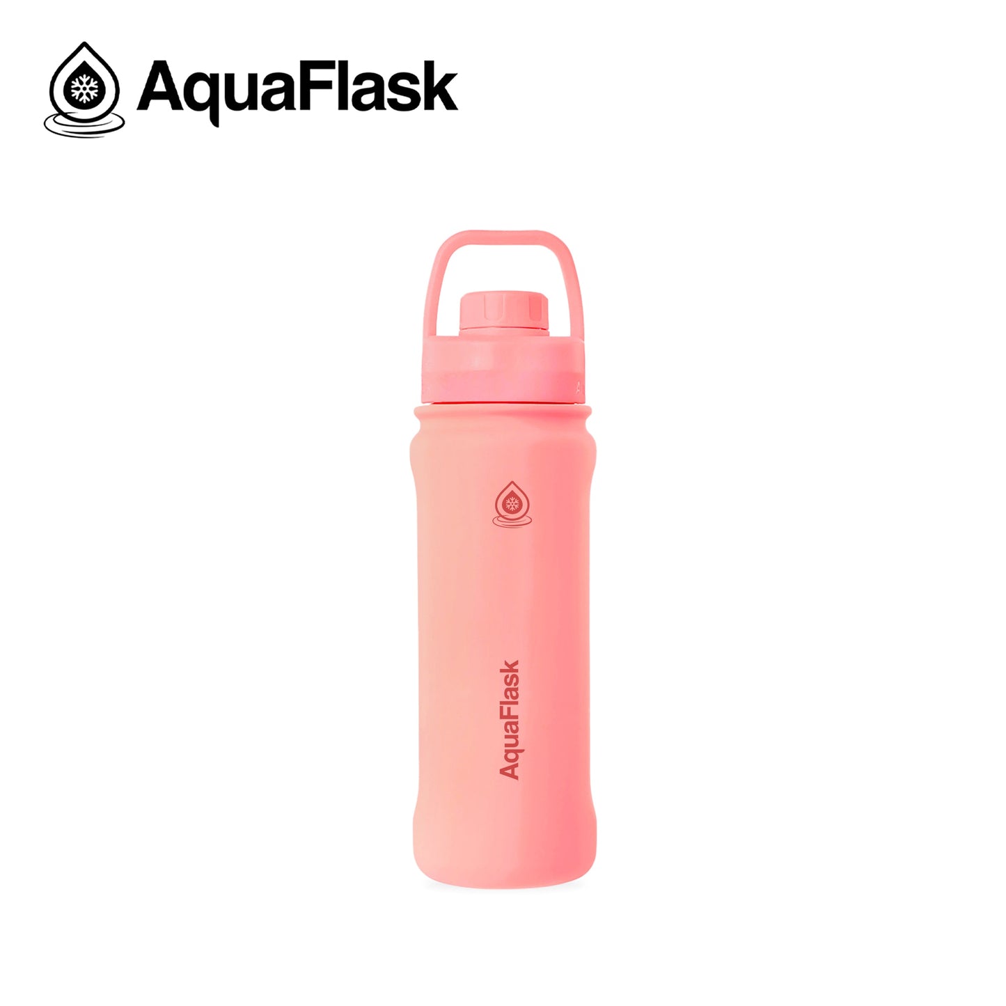 pink AquaFlask Original 18oz showing carry loop and ergonomic bottle design