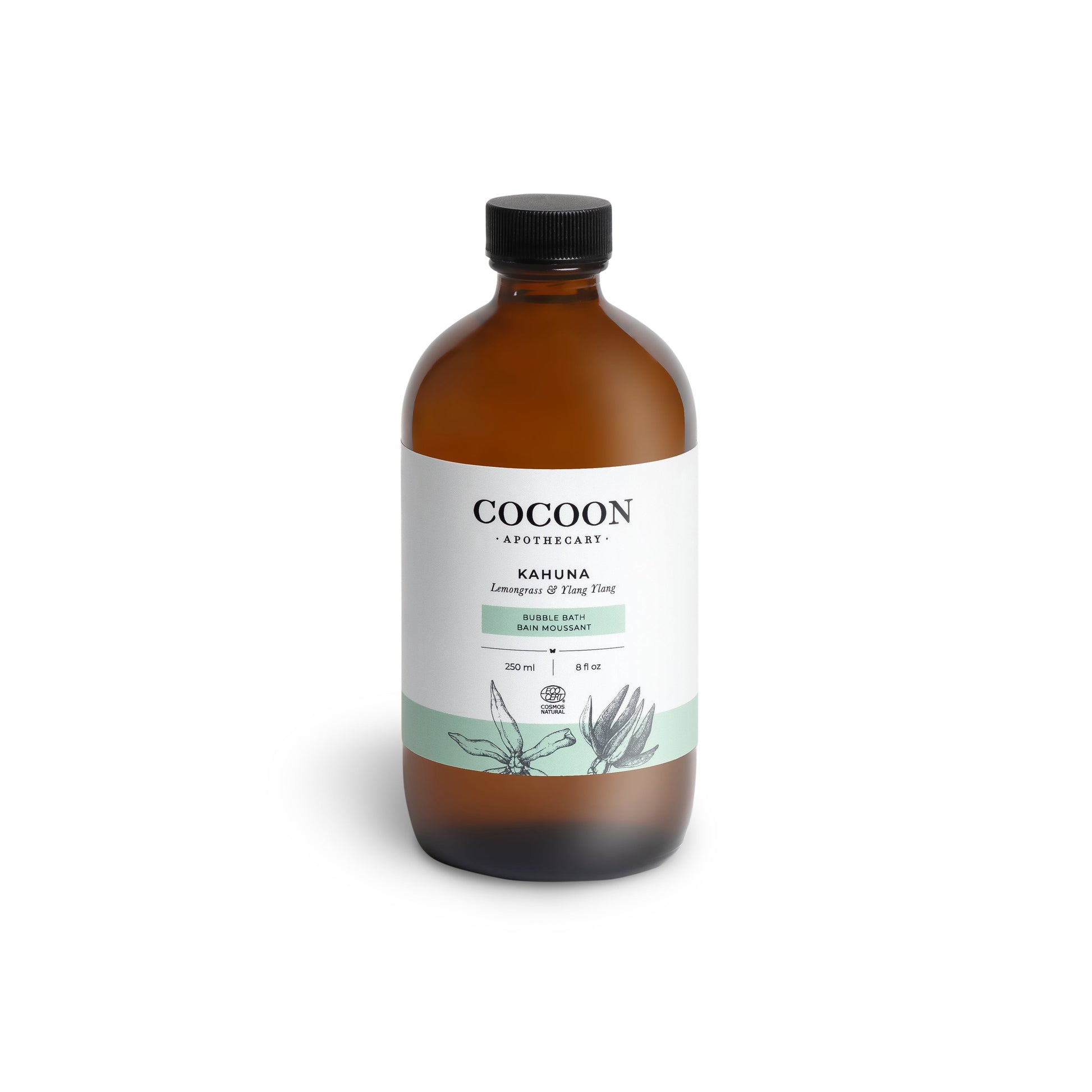 Cocoon Apothecary Kahuna bubble bath bottle on a white background