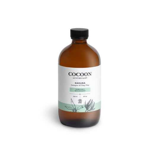 Cocoon Apothecary Kahuna bubble bath bottle on a white background
