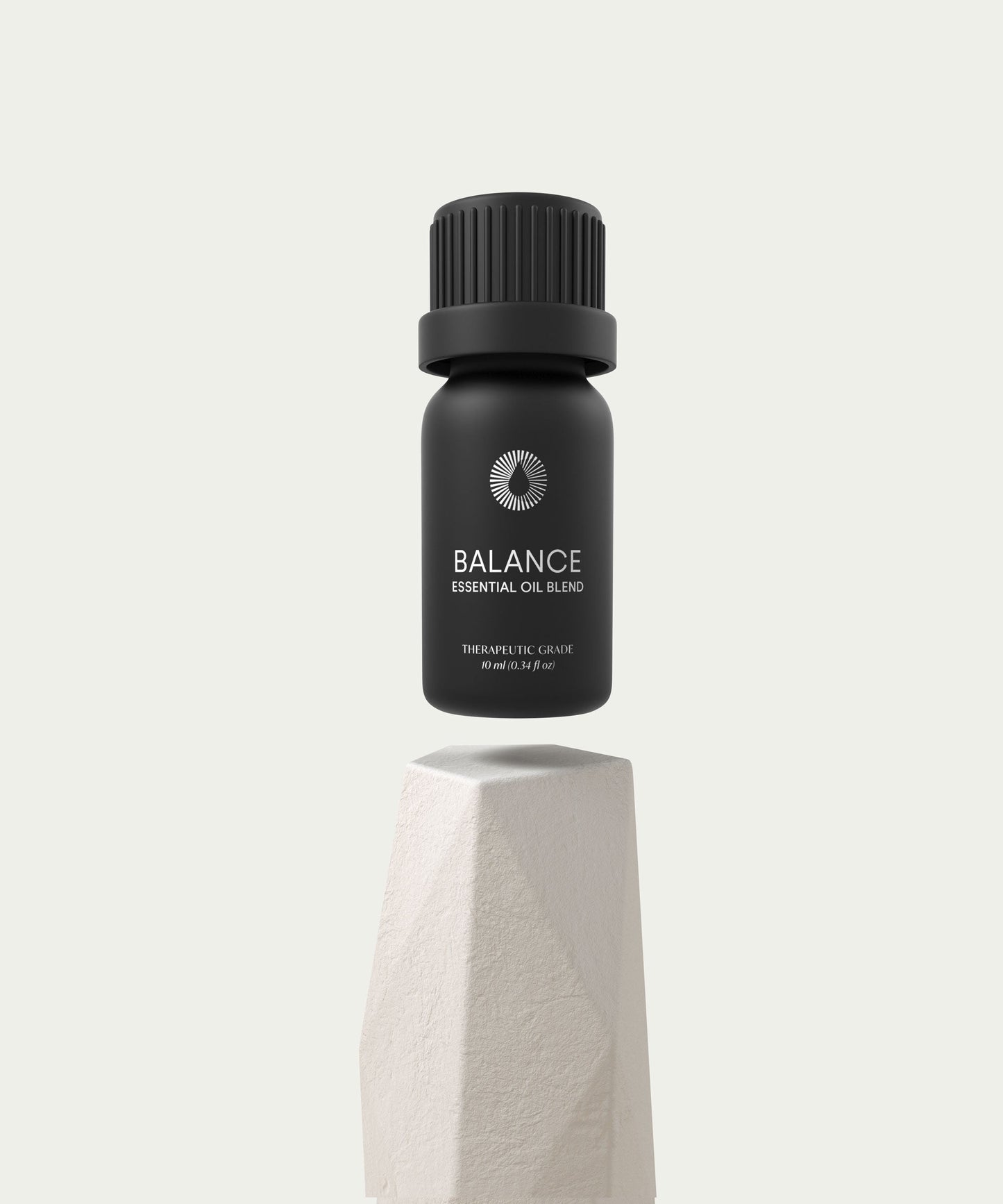 balance essential oil blend aromatherapy on a white background