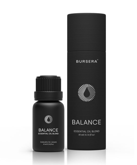 balance essential oil blend aromatherapy branding on a white background