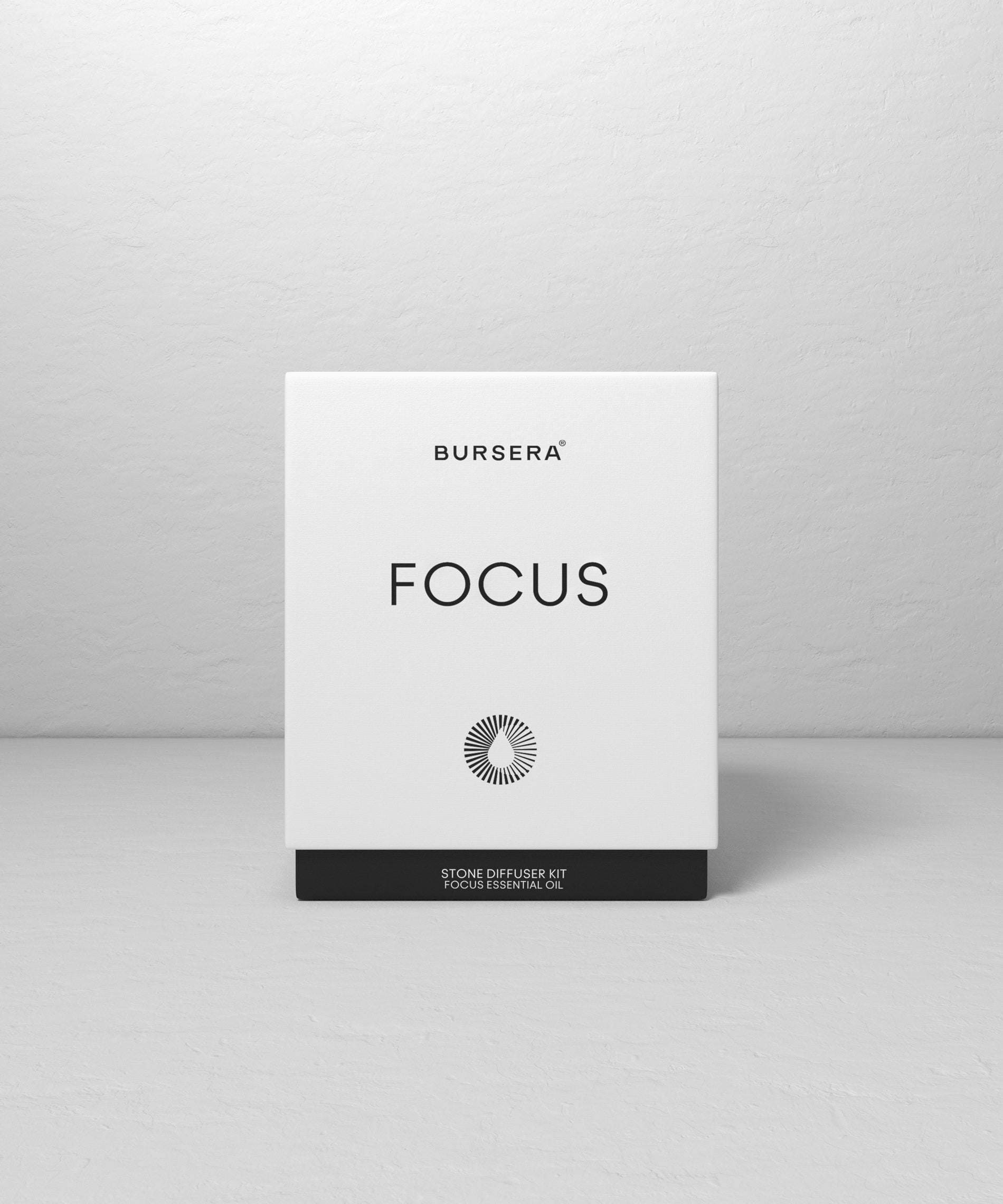 White box with 'Bursera Focus' branding on a gray background