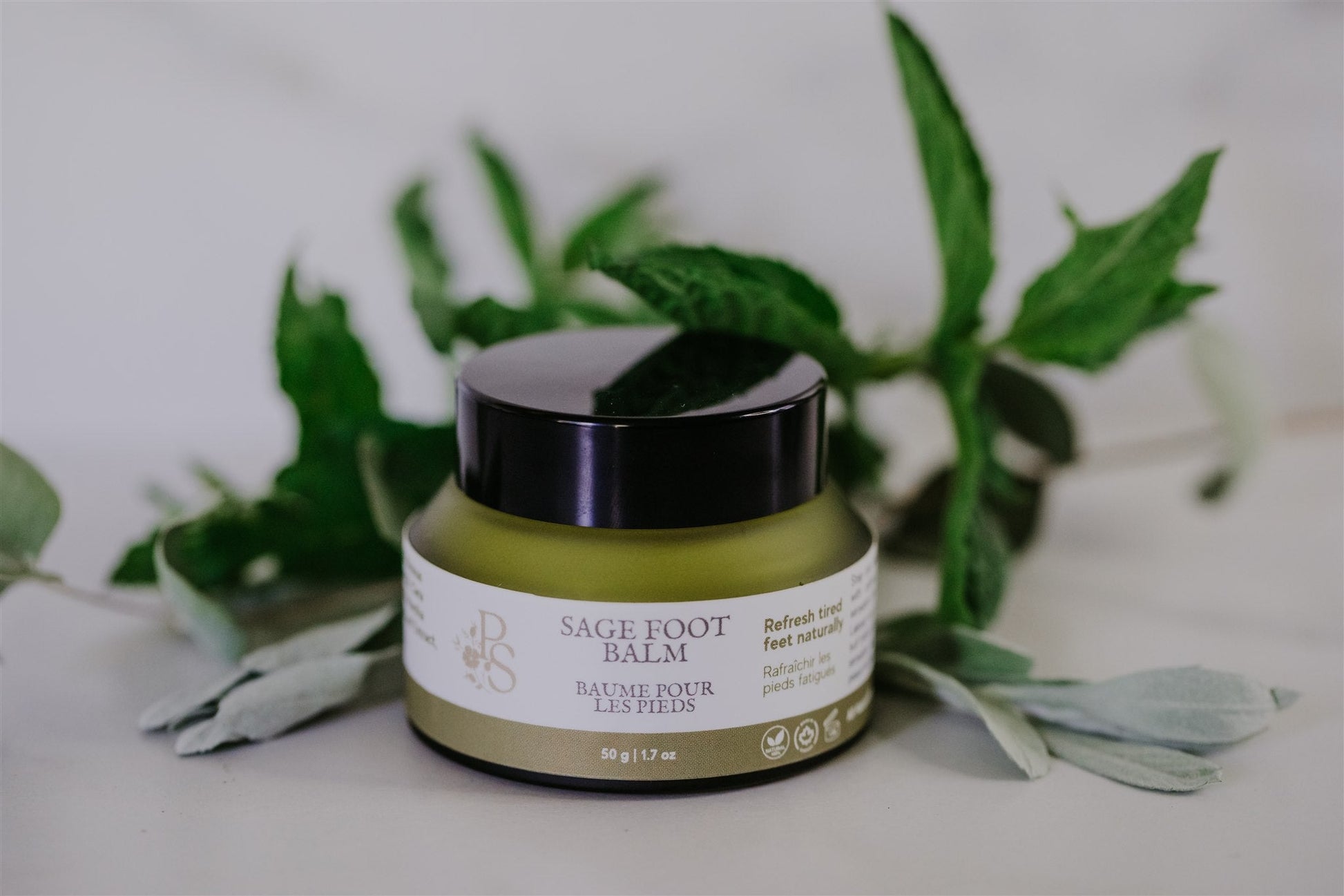 healing sage foot balm with tallow and wildcrafted sage for dry cracked heels