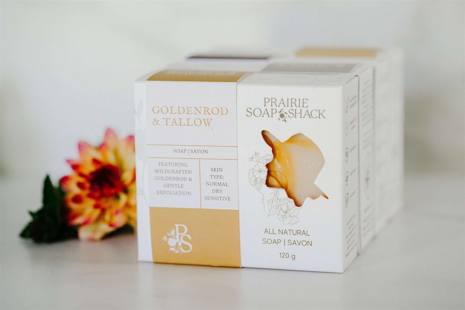 Prairie Soap Shack goldenrod tallow soap for clean, soft and balanced skin
