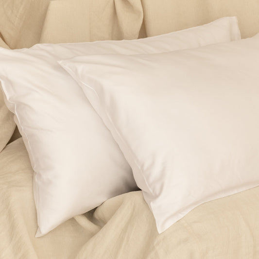 Organic bamboo sateen pillowcase set in White — luxury bedding by Aeptom Home