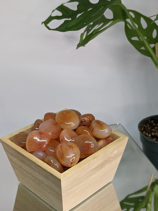 Energizing and courage-boosting carnelian tumbled stones for motivation and vitality