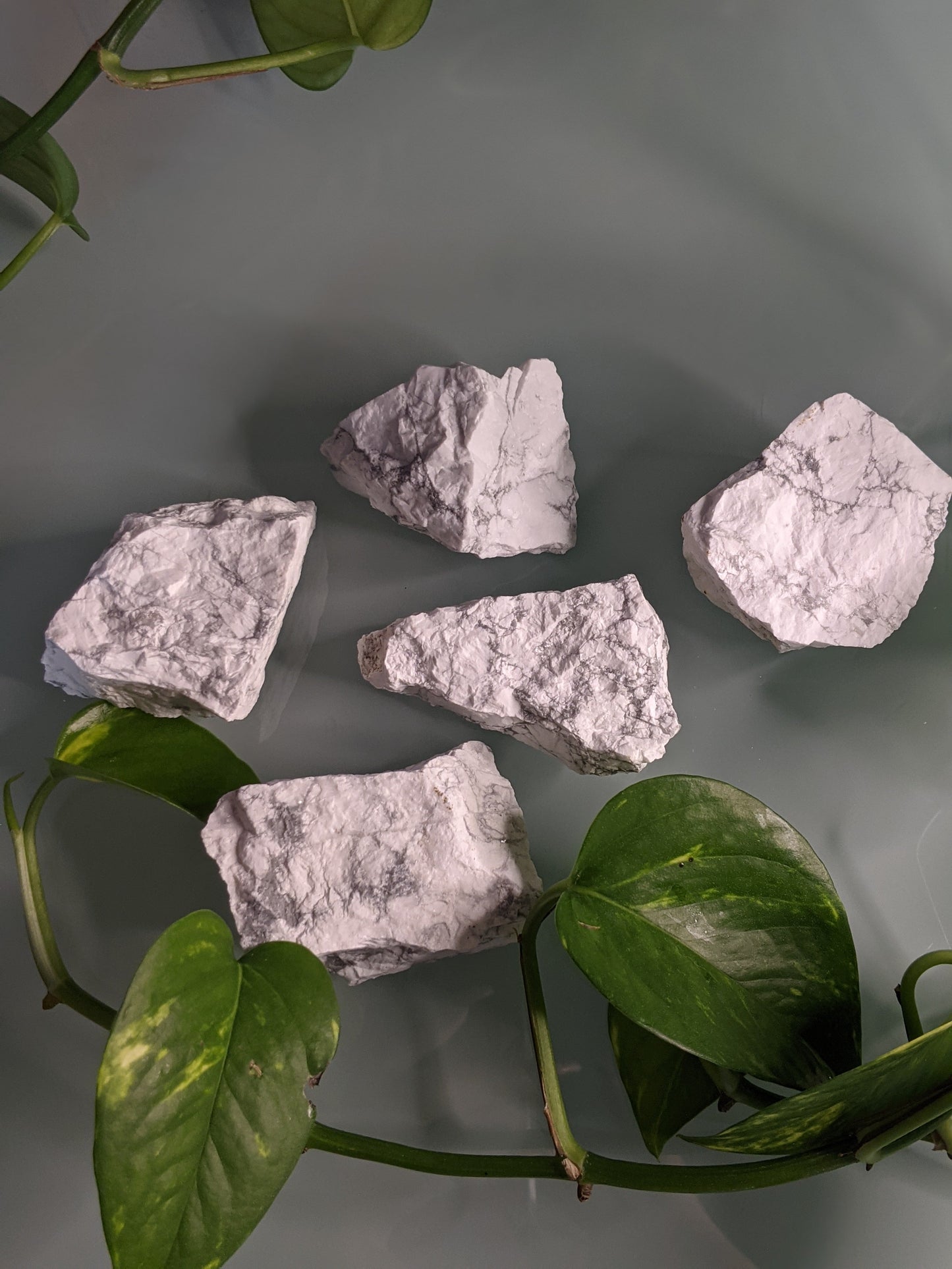 Natural white howlite stone for anxiety relief, awareness and crown chakra healing