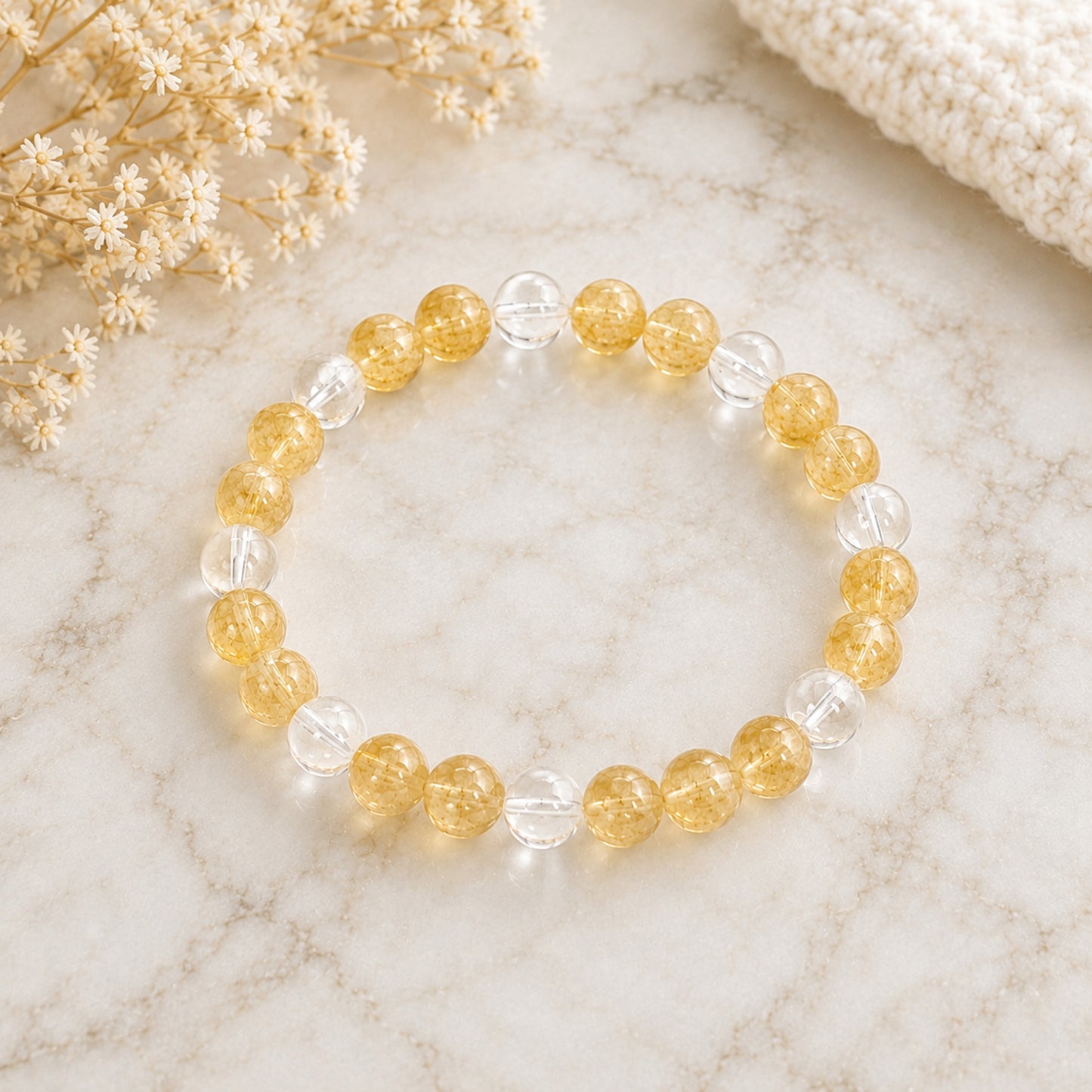Citrine & Clear Quartz Bracelet | Healing Crystal Jewelry for Abundance, Manifestation & Prosperity