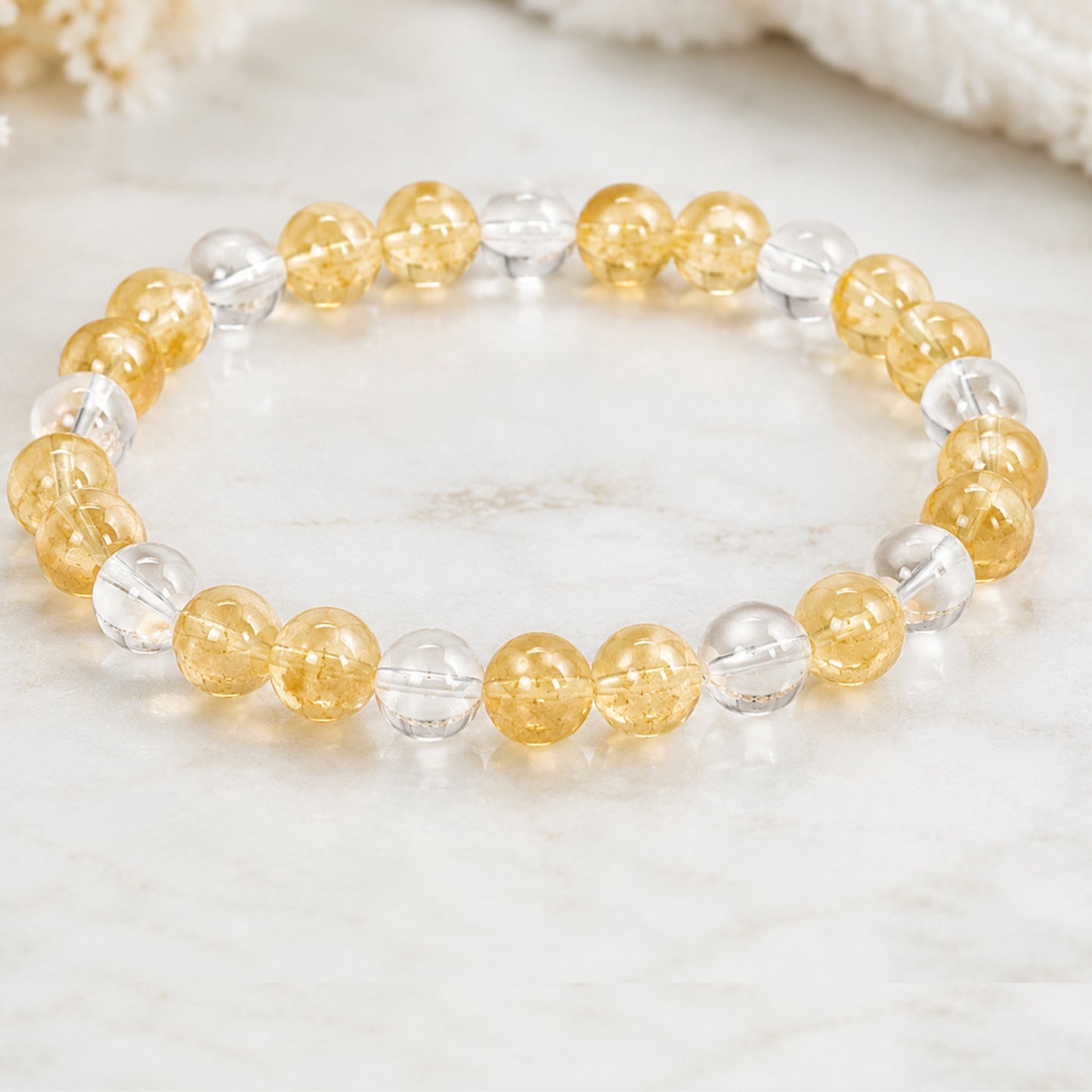 Citrine & Clear Quartz Bracelet | Healing Crystal Jewelry for Abundance, Manifestation & Prosperity