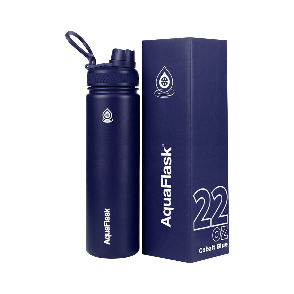 blue AquaFlask Original 22oz leak-proof reusable water bottle for eco-conscious hydration
