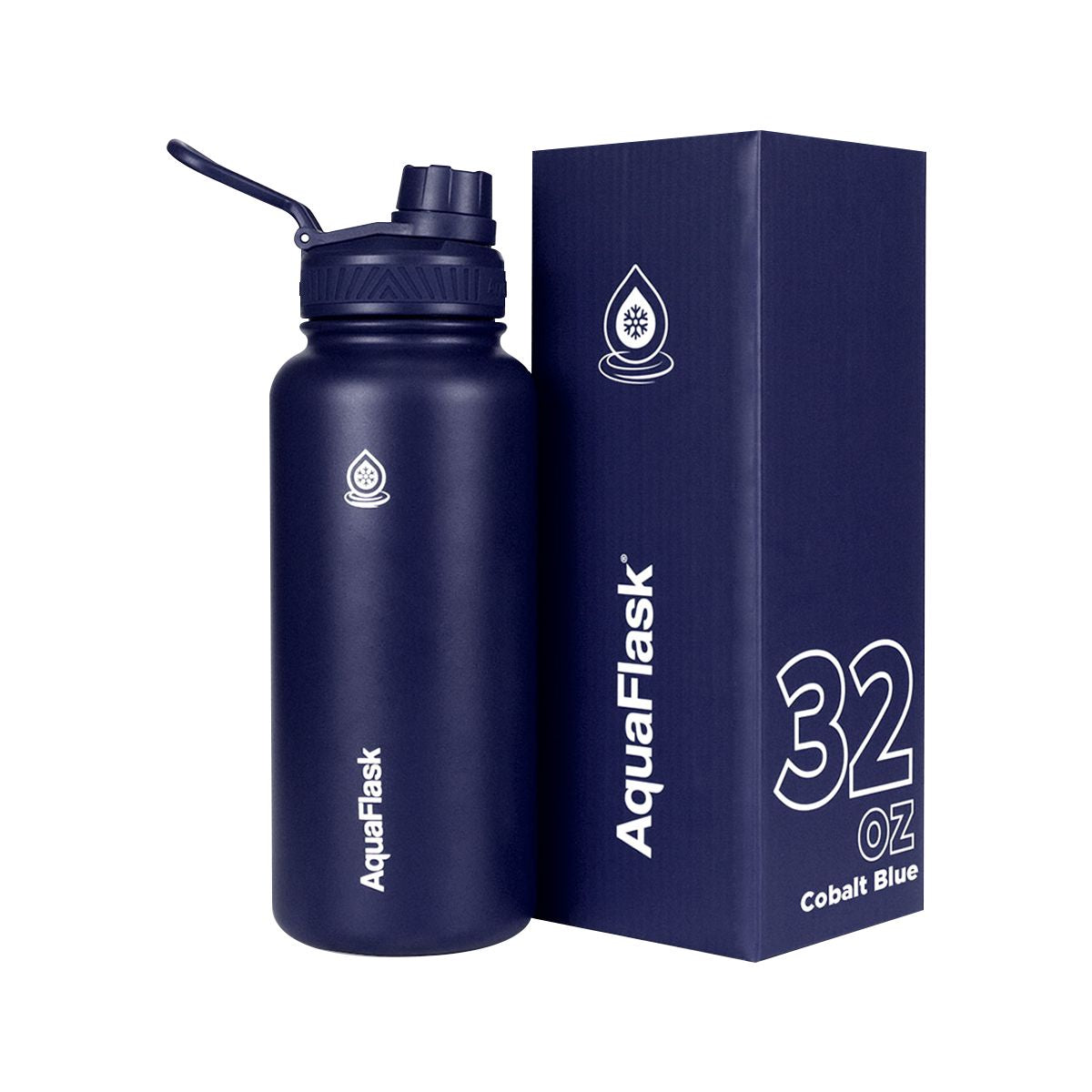 blue AquaFlask Original 32oz for hiking, camping and outdoor adventures