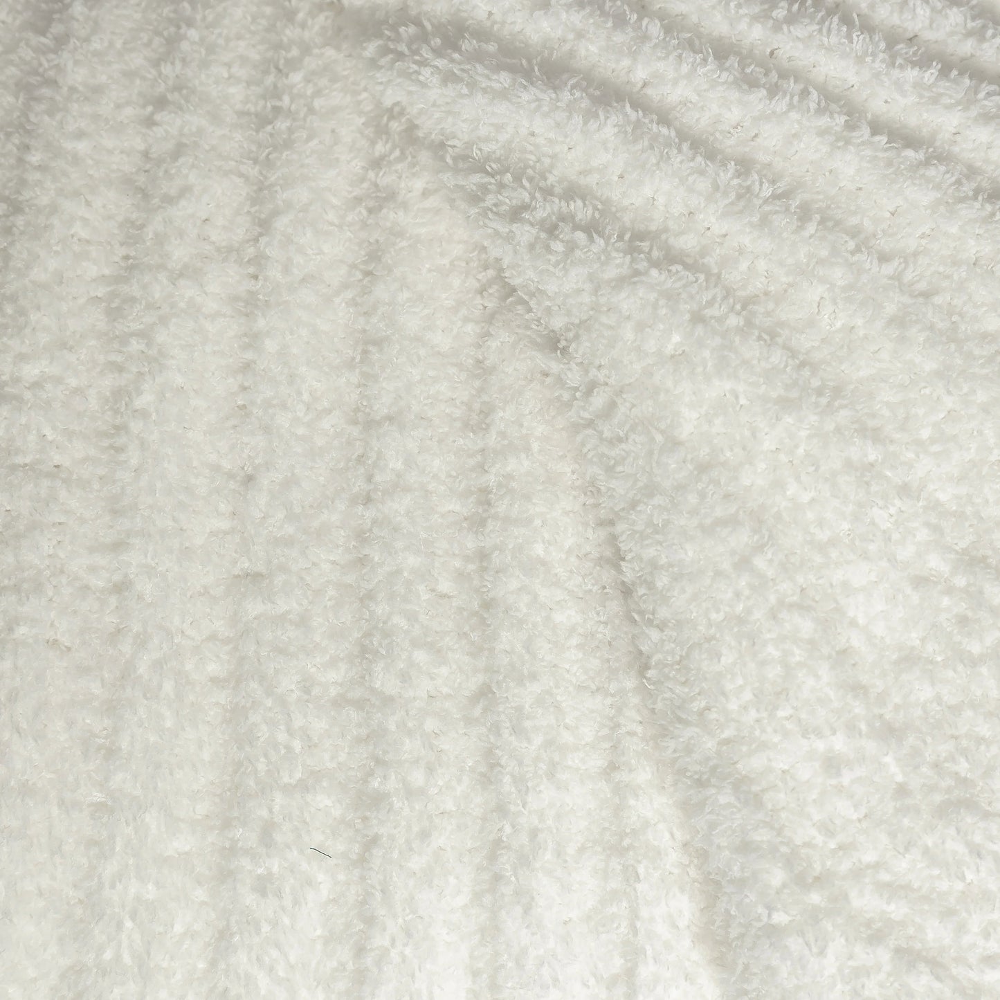 White Ribbed Extended Throw Blanket — Lightweight Plush