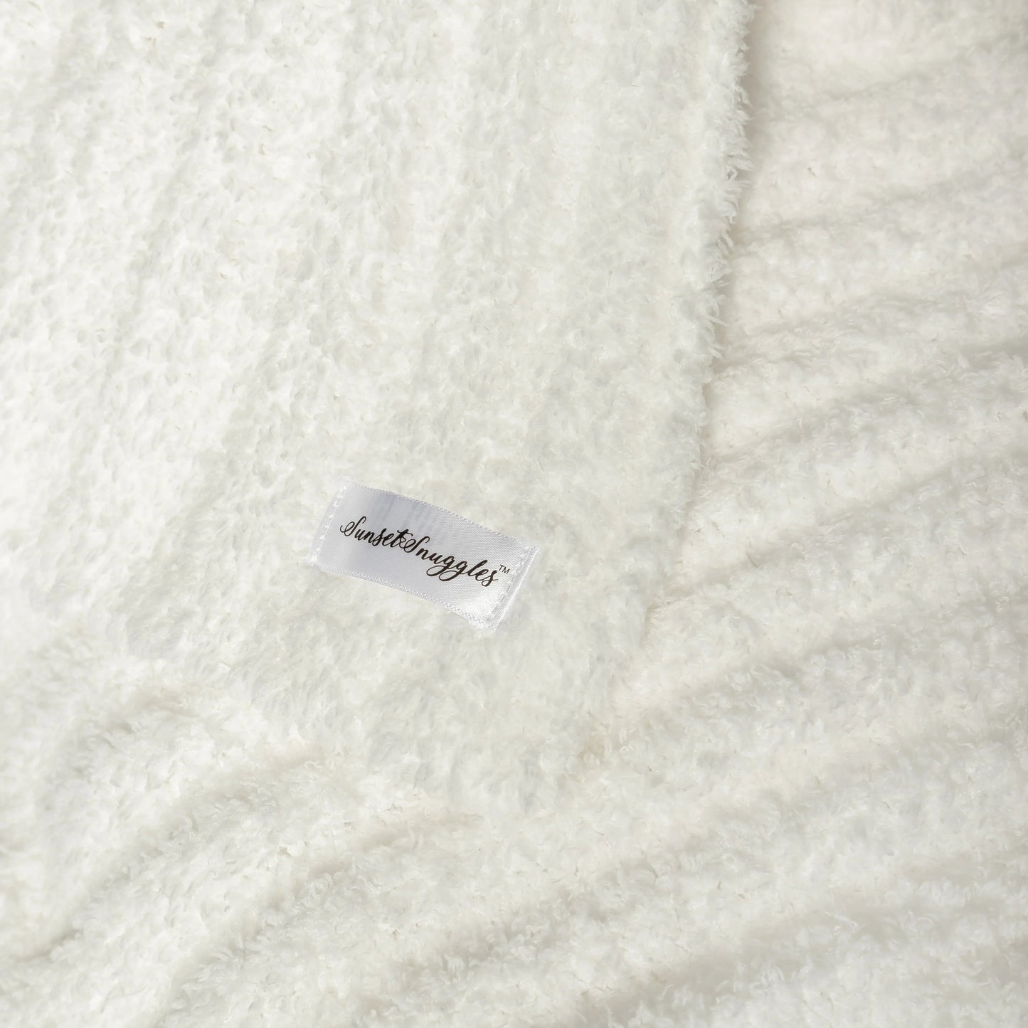 White Ribbed Extended Throw Blanket — Lightweight Plush
