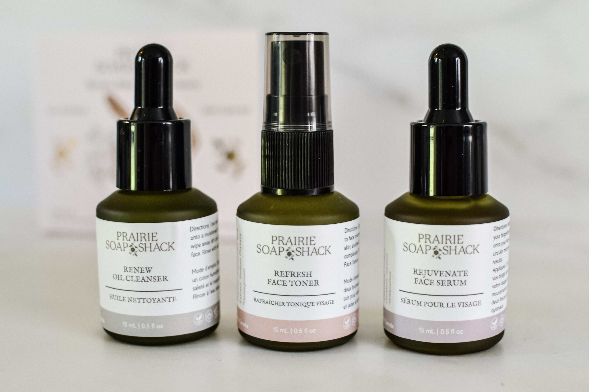 Prairie Soap Shack cleanser, toner and serum set for healthy and glowing skin