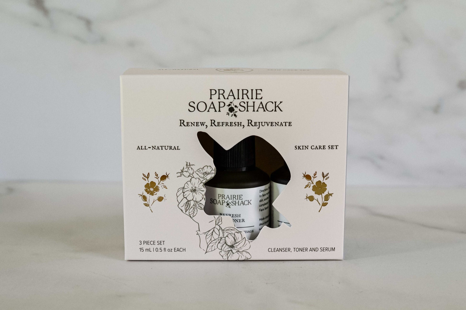 Mini Skincare Trio box set package with a white background
