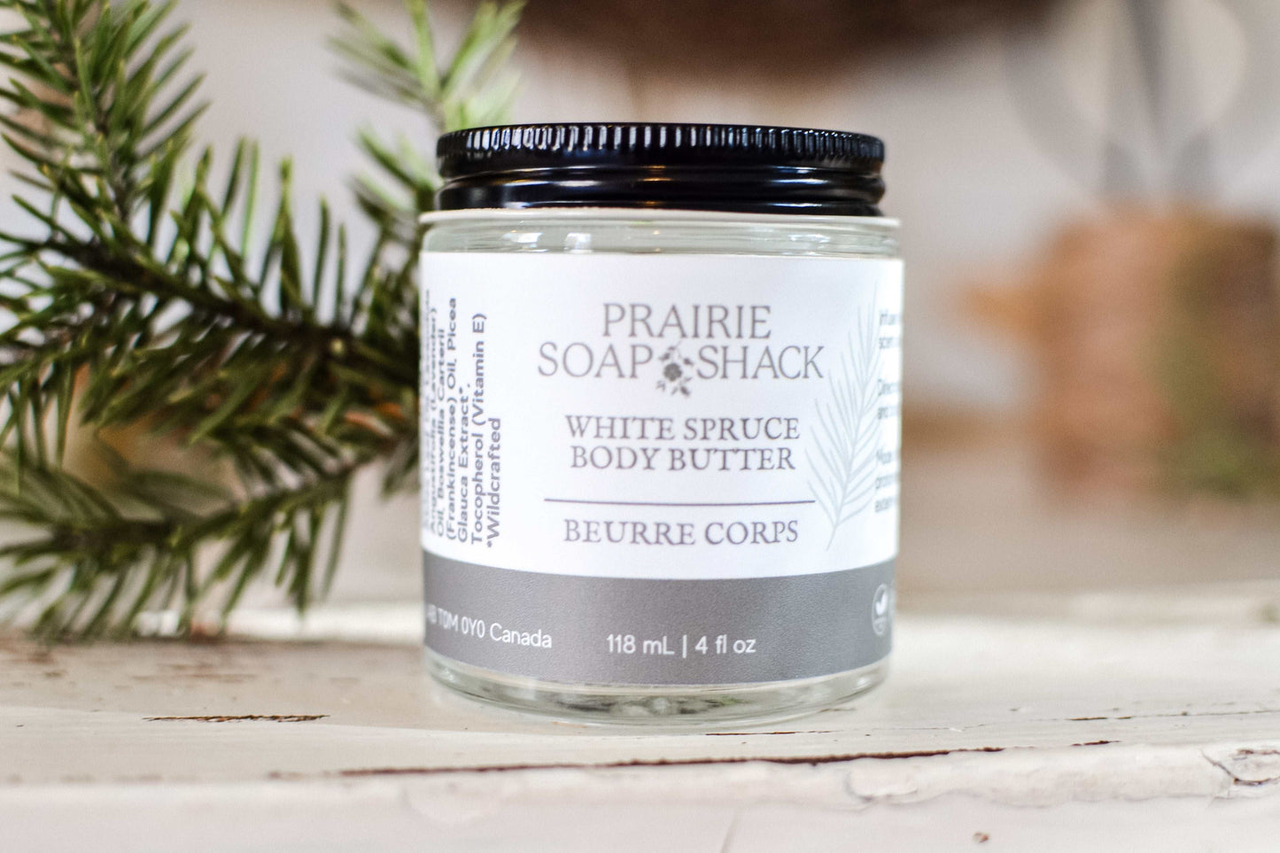 Rich and deeply moisturizing white spruce body butter for soft, nourished skin