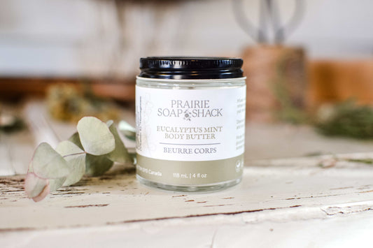 Deeply hydrating eucalyptus mint body butter for soft, smooth and nourished skin