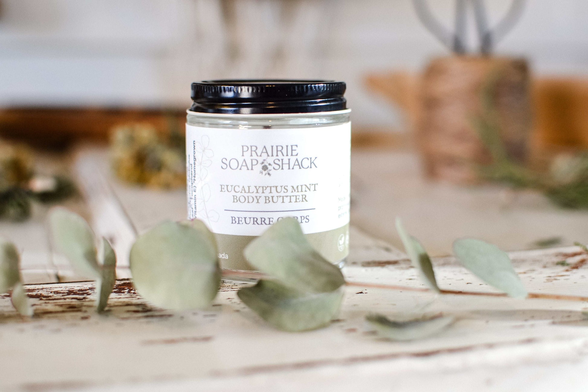 Prairie Soap Shack eucalyptus mint body butter for dry and sensitive skin relief