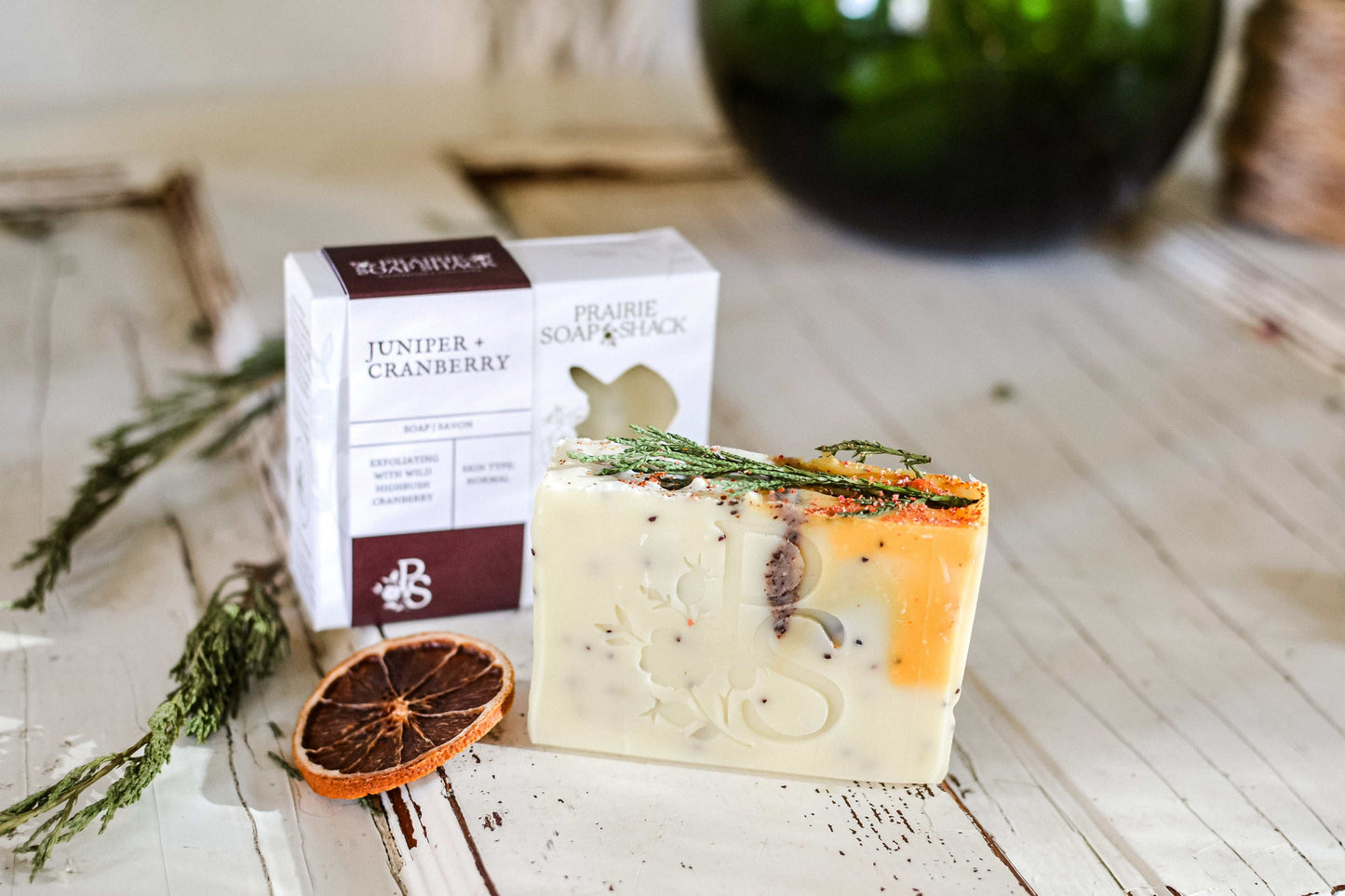 Cranberry seed exfoliating soap bar in lifestyle setting for daily skin cleansing