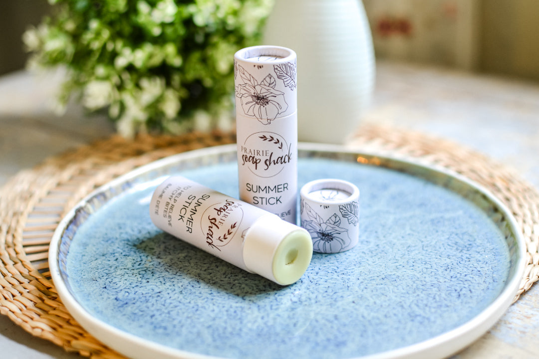 Natural botanical summer stick close-up showing convenient stick applicator detail