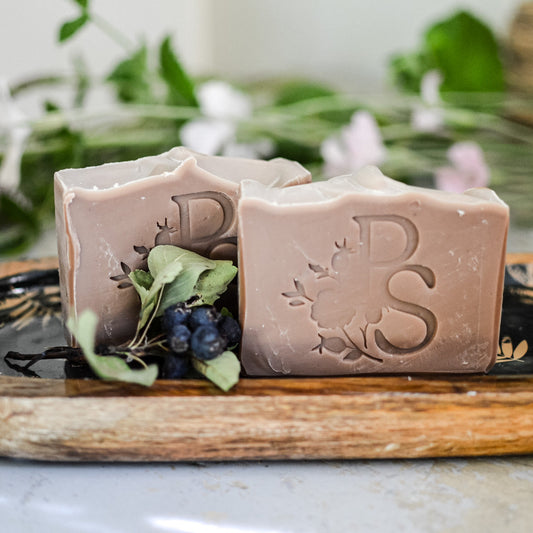 Brightening and uplifting Saskatoon berry soap with orange, lime and bergamot