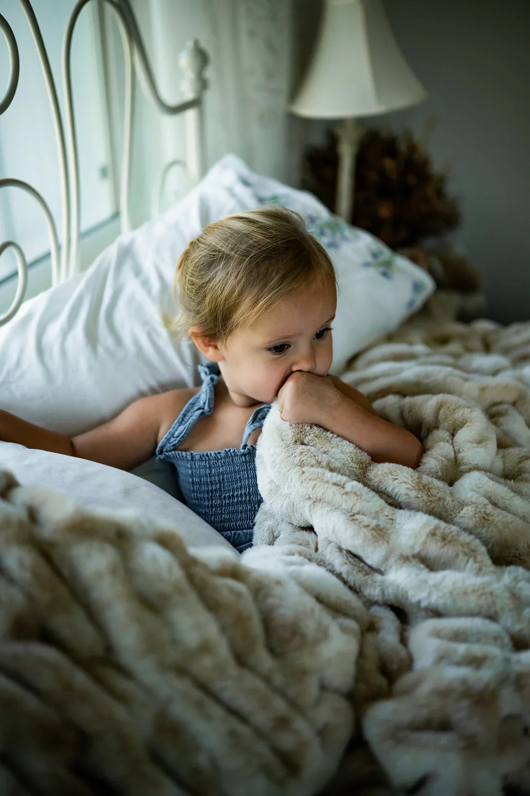Caramel Swirl Double-Sided Minky Blanket — Ruched Plush