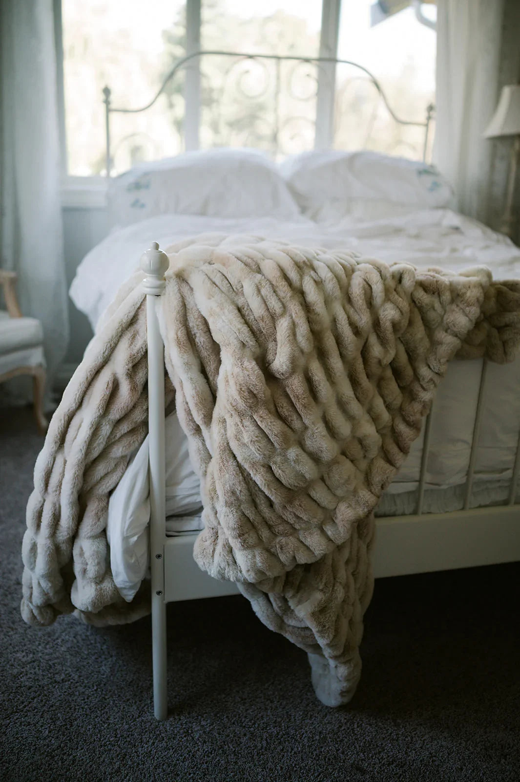 Caramel Swirl Double-Sided Minky Blanket — Ruched Plush