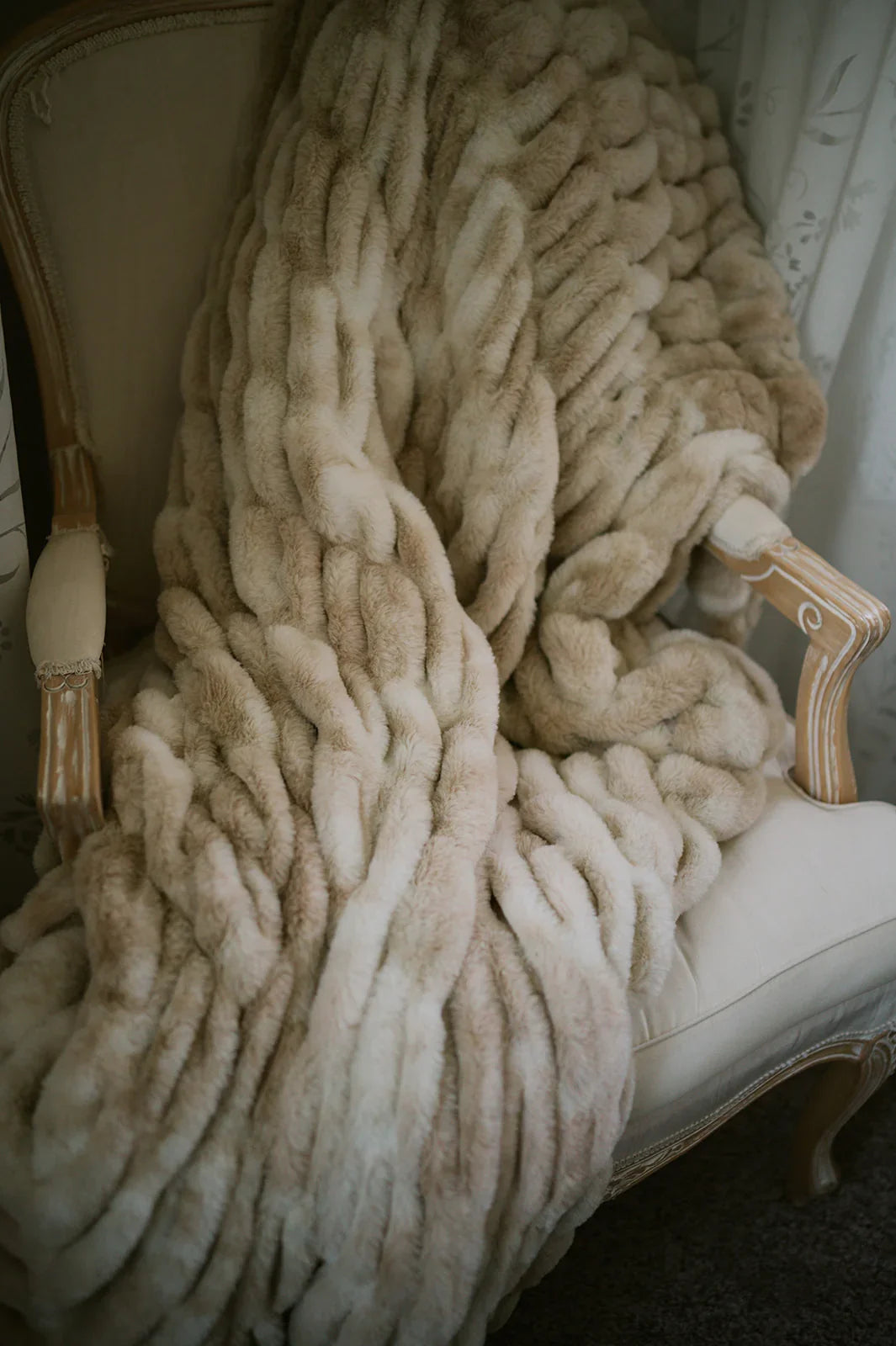 Caramel Swirl Double-Sided Minky Blanket — Ruched Plush