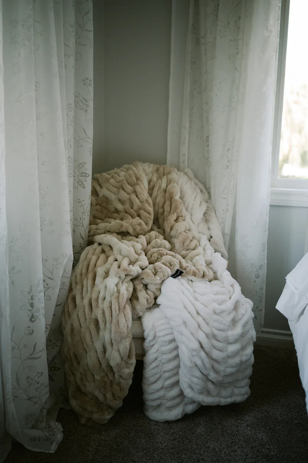 Caramel Swirl Double-Sided Minky Blanket — Ruched Plush