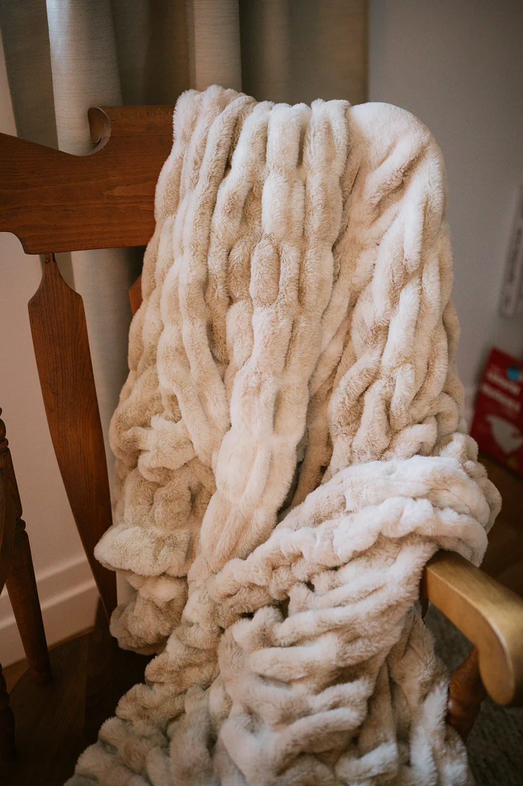 Caramel Swirl Double-Sided Minky Blanket — Ruched Plush