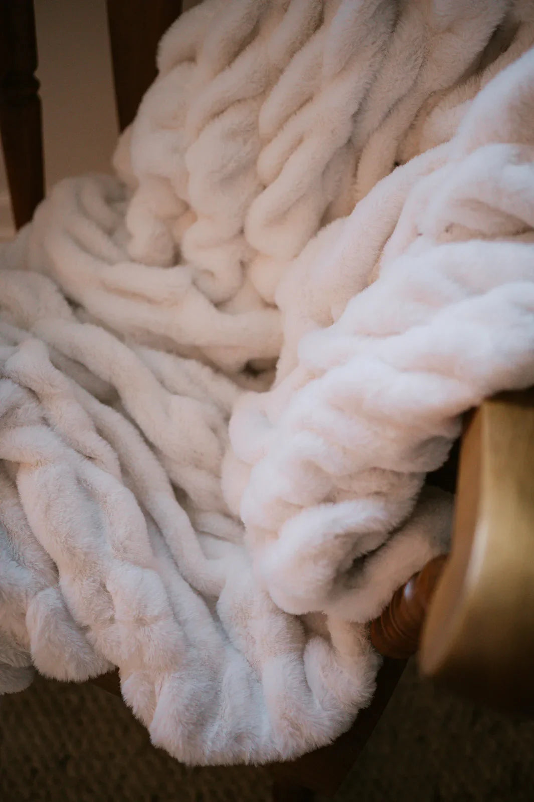 Cream Clouds Double-Sided Minky Blanket — Ruched Plush