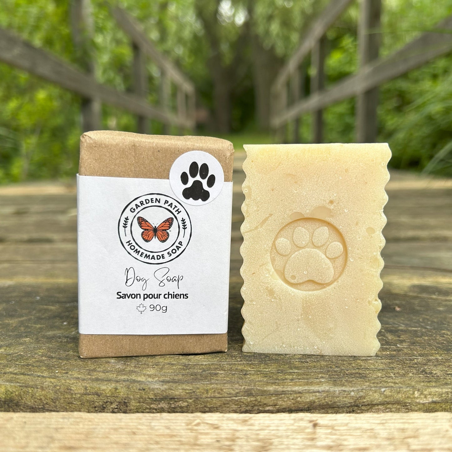 All natural handmade dog soap bar with oatmeal and tea tree — small batch artisan pet soap Canada, gift for dog lovers