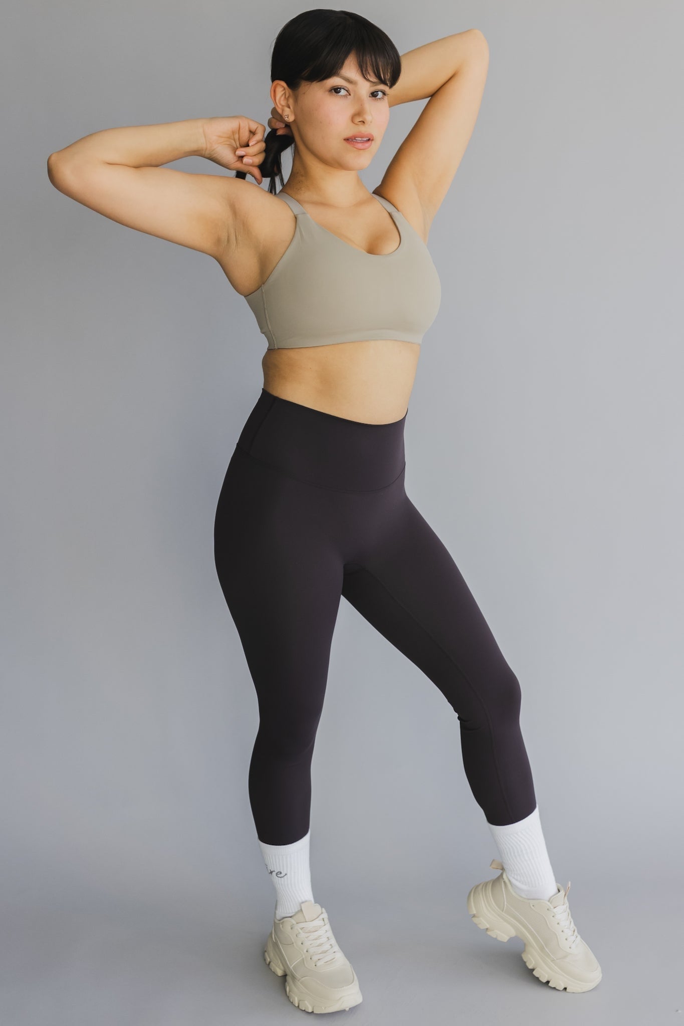 front 25 inch barely there leggings in bluish black for workouts and everyday wear