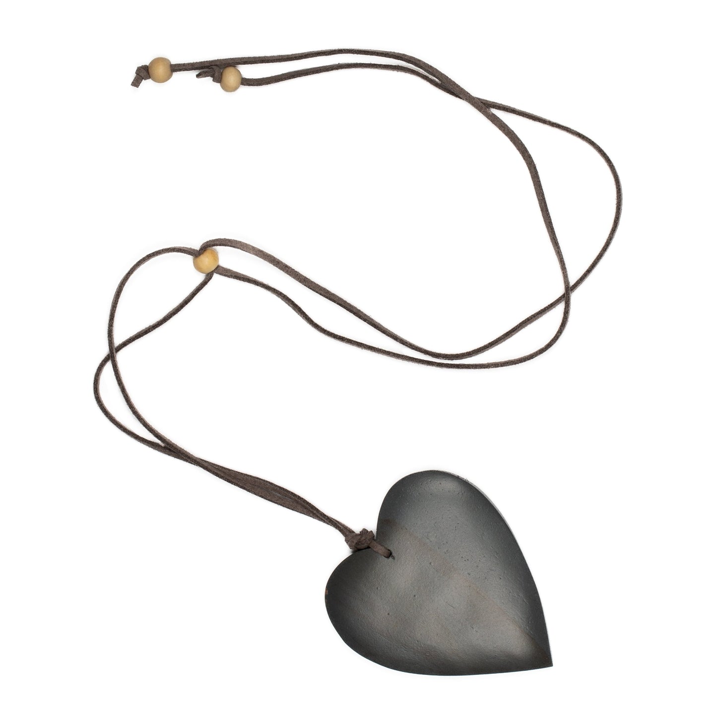 Vibrant tinted wood heart necklace everyday boho style black
