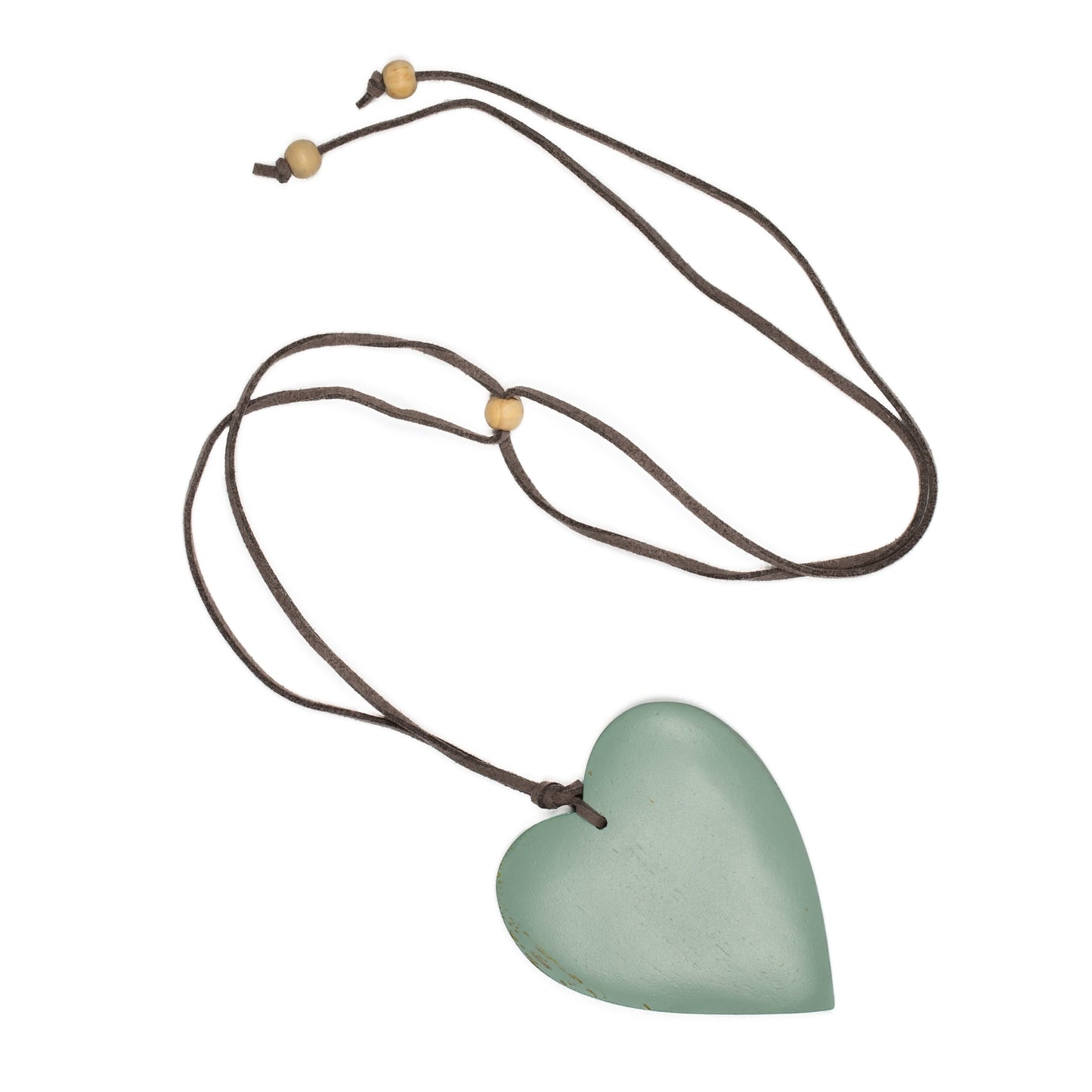 Handmade tinted wood heart necklace romantic boho jewelry blue