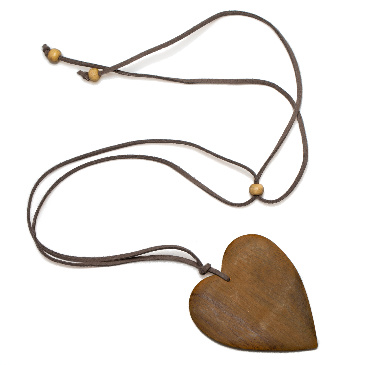 Natural wood heart necklace — ethically sourced artisan jewelry from Bali