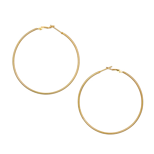 Gold plate large hoop earrings statement everyday jewelry