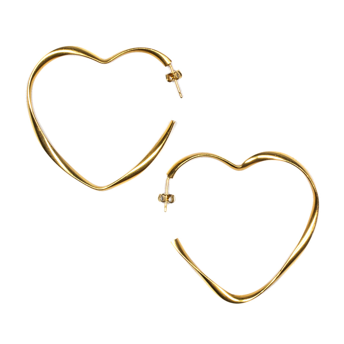 Gold plate large heart hoop earrings romantic statement jewelry
