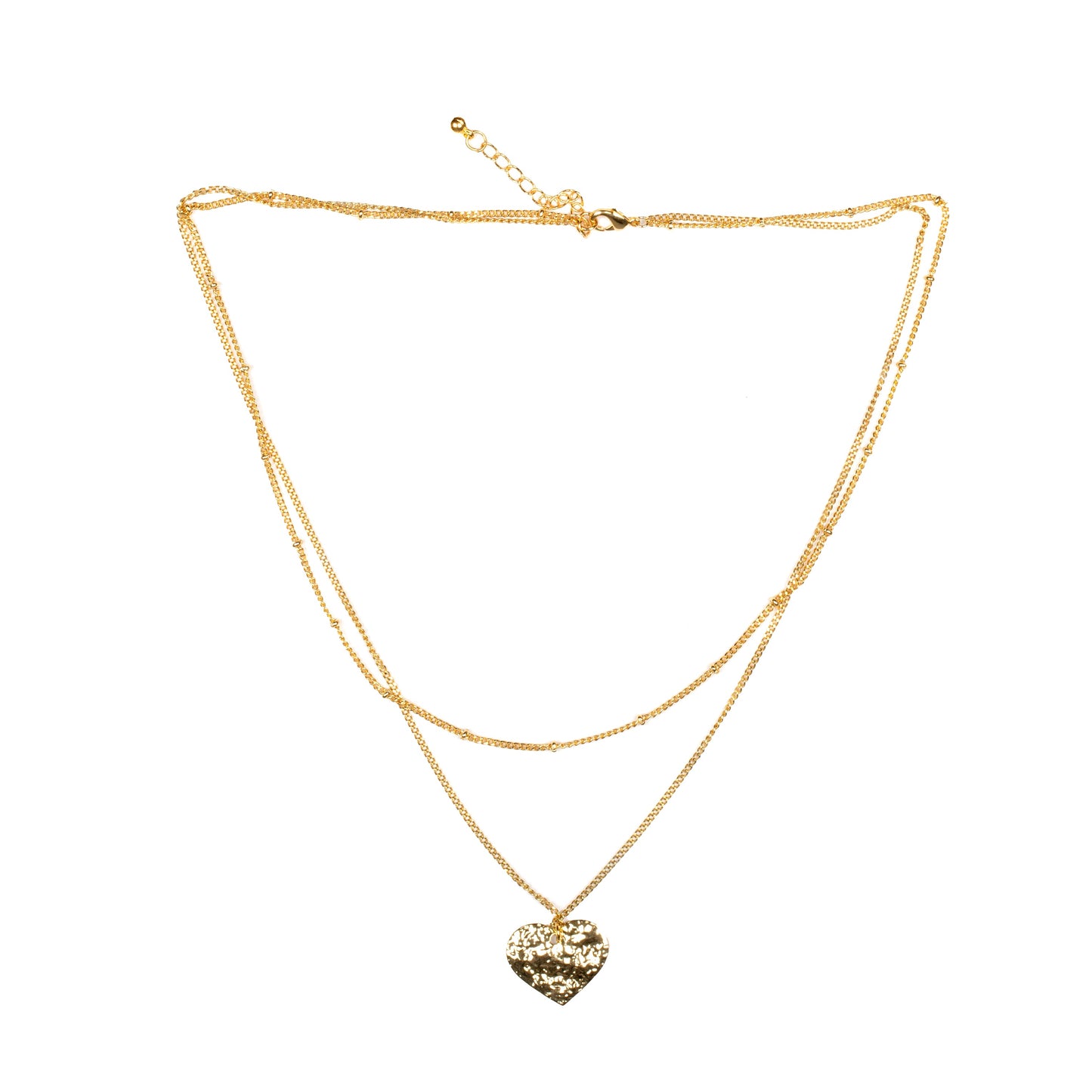 Gold plated double strand heart necklace Bali handmade artisan