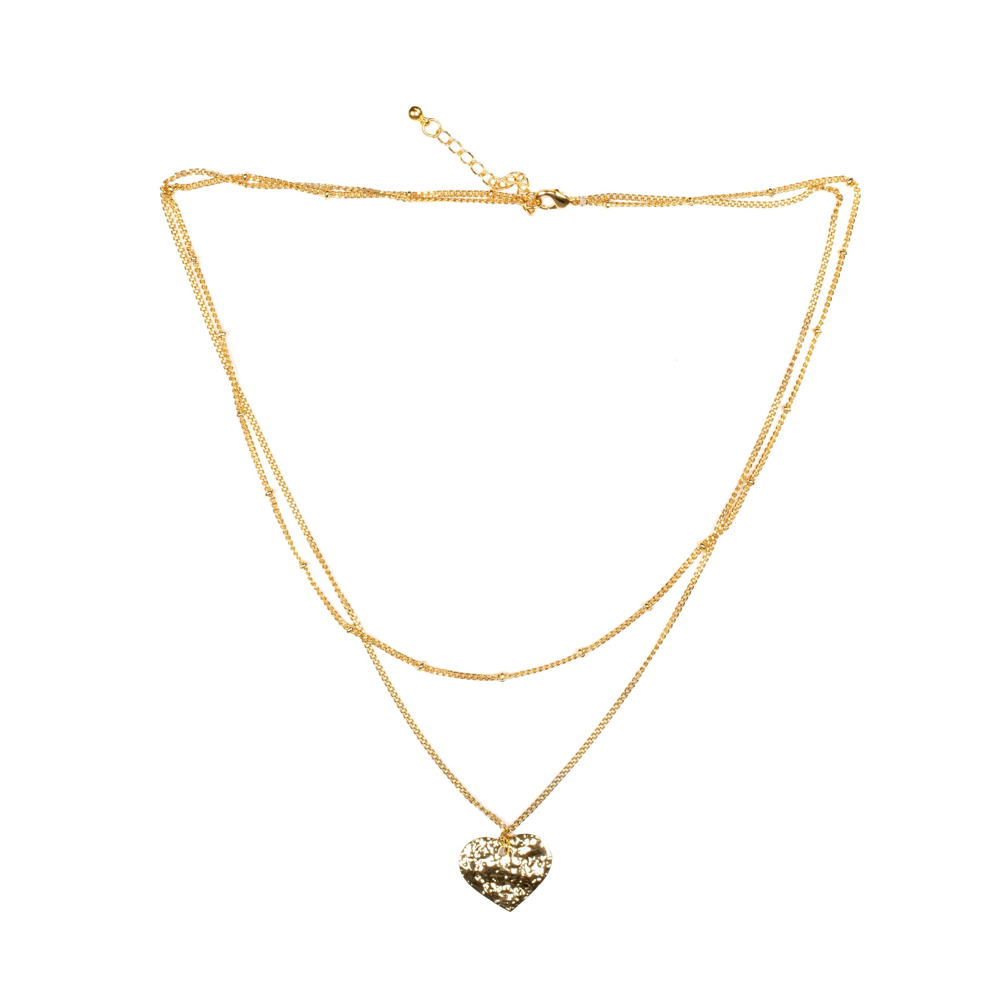 Gold plated double strand heart necklace Bali handmade artisan