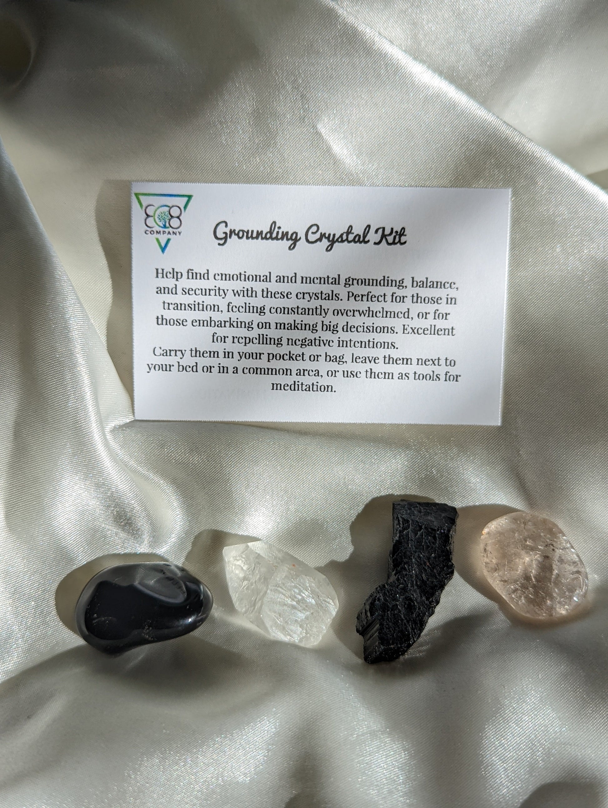 Mini grounding crystal kit with hand-selected stones for stability and root chakra healing