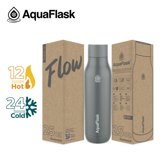 gunmetal Streamlined AquaFlask FLOW 25oz vacuum insulated water bottle for active lifestyles