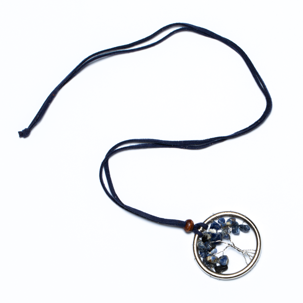 Artisan tree of life natural sodalite stone necklace Bali jewelry