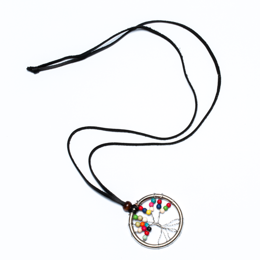 Tree of life necklace with wooden beads Bali handmade spiritual boho jewelry